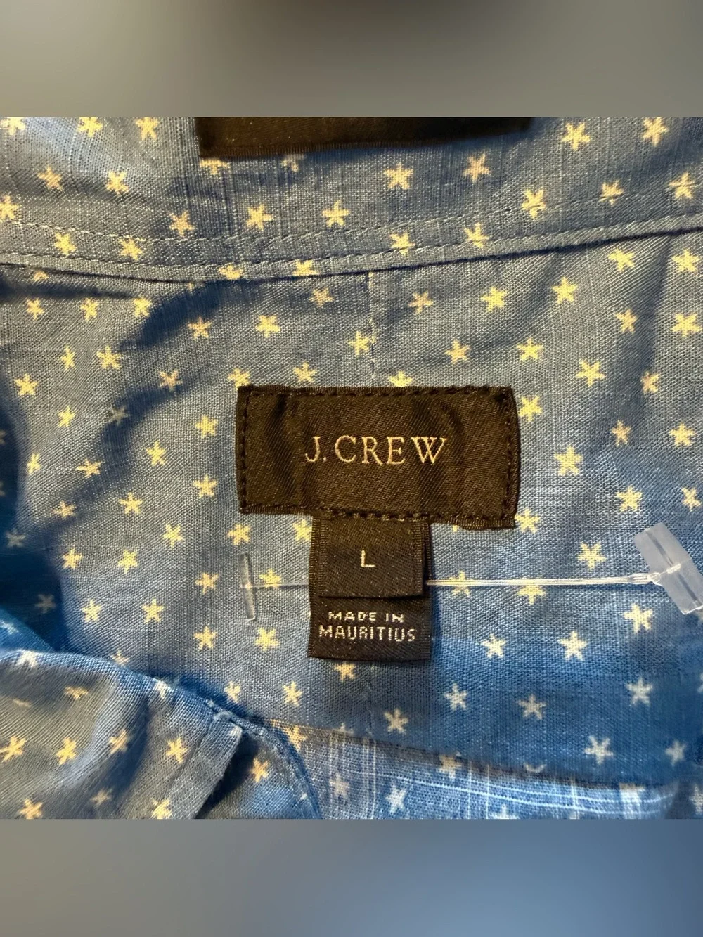 J. Crew Blue Star Cotton Button-Up Shirt Size Large